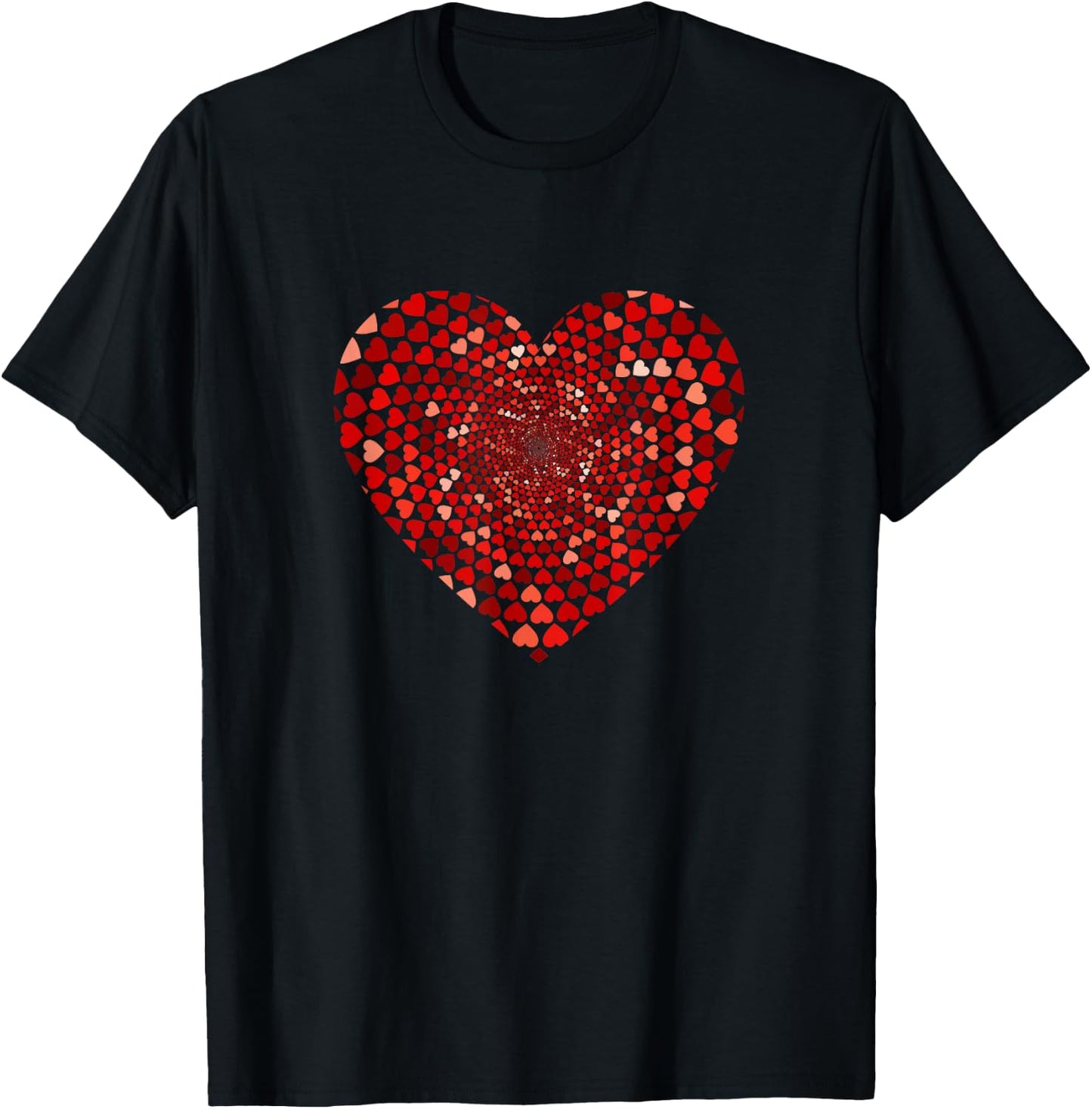 Red Heart 100 Heart Swirl Cute Sweetheart Cool Hearts T-Shirt - T-Shirt | Black