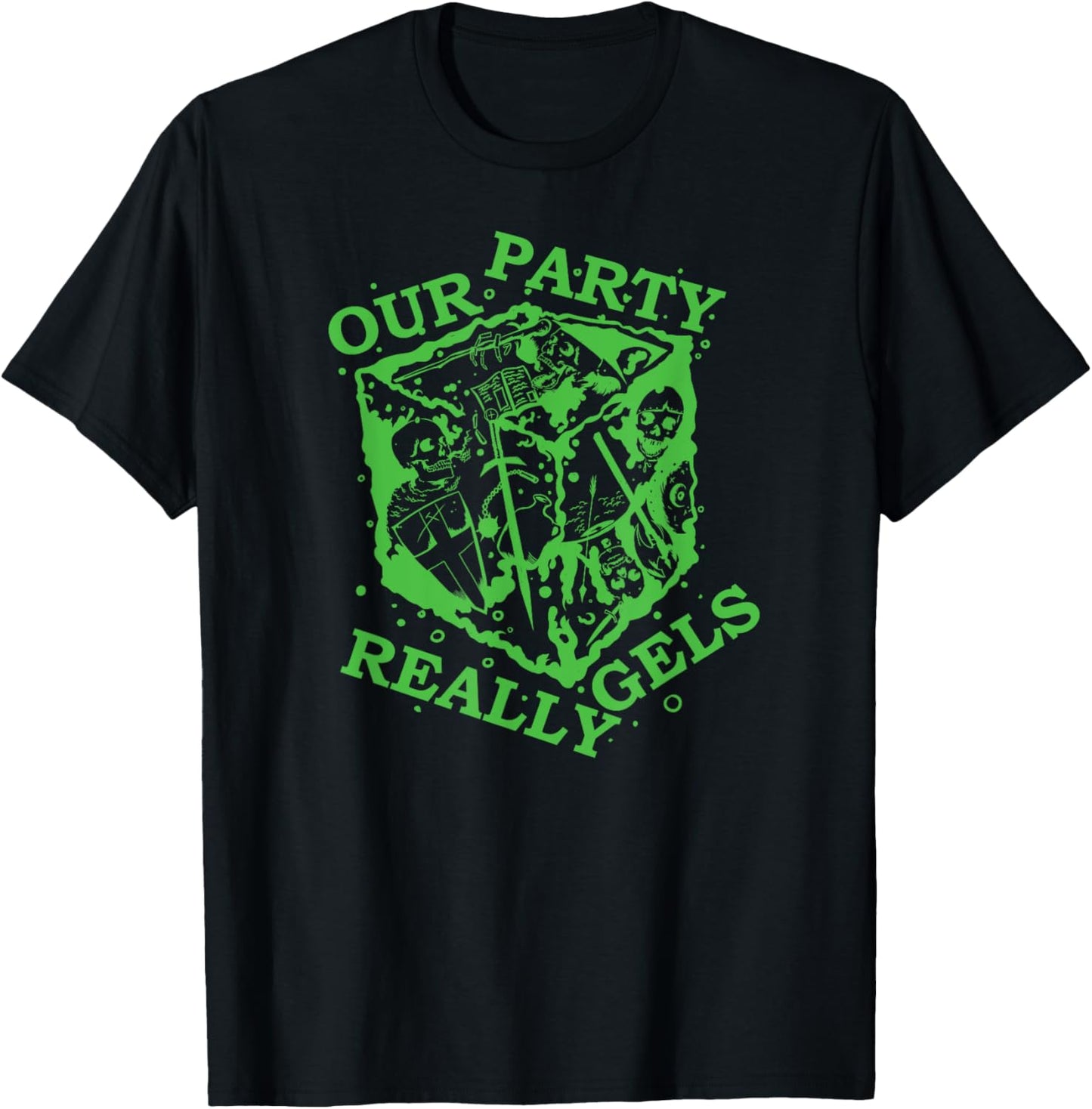 Gelatinous Cube - Our Party Really Gels RPG Roleplaying Game T-Shirt - T-Shirt | Black