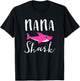 Nana Shark Grandma Grandmother Pink Shark Graphic T-Shirt - T-Shirt | Black