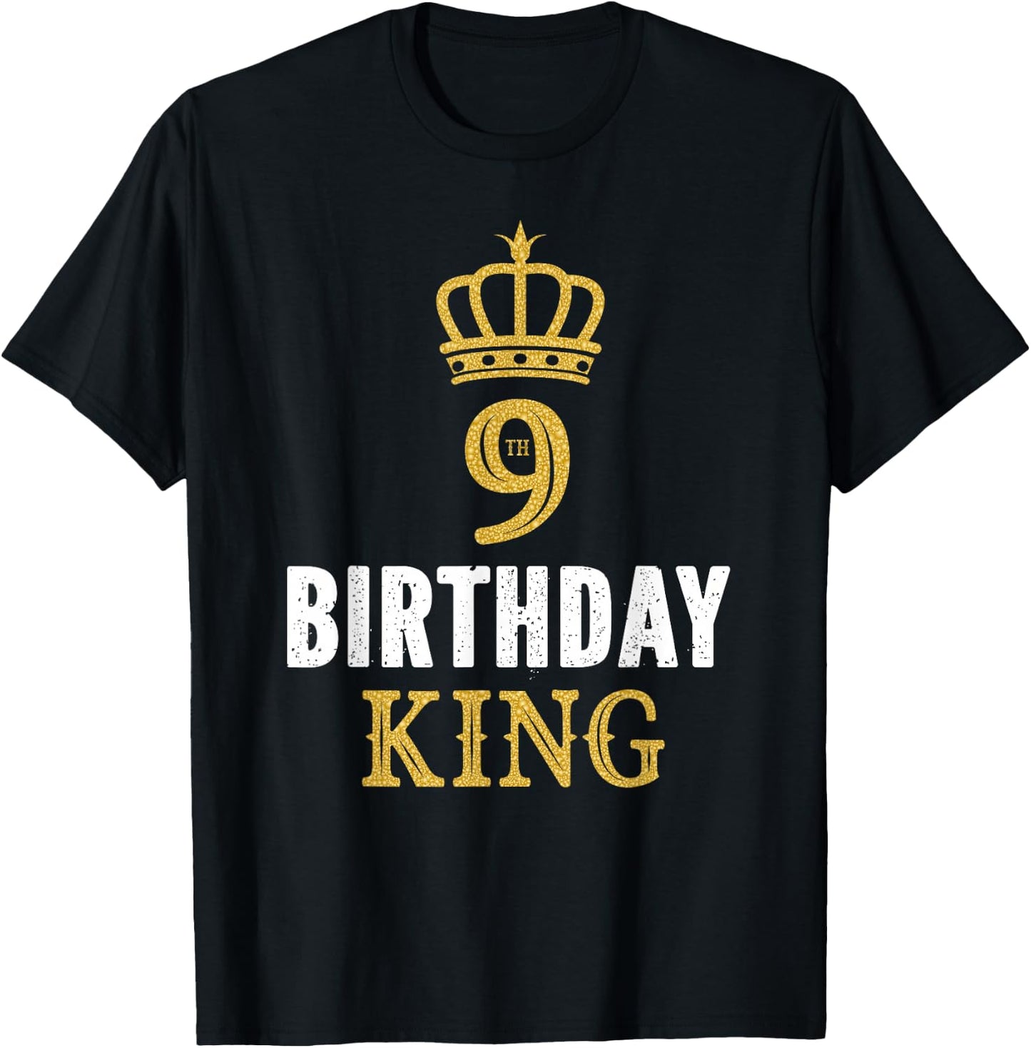 Happy 9th Birthday King 9 Years Old Party Ideas For Boys T-Shirt - T-Shirt | Black