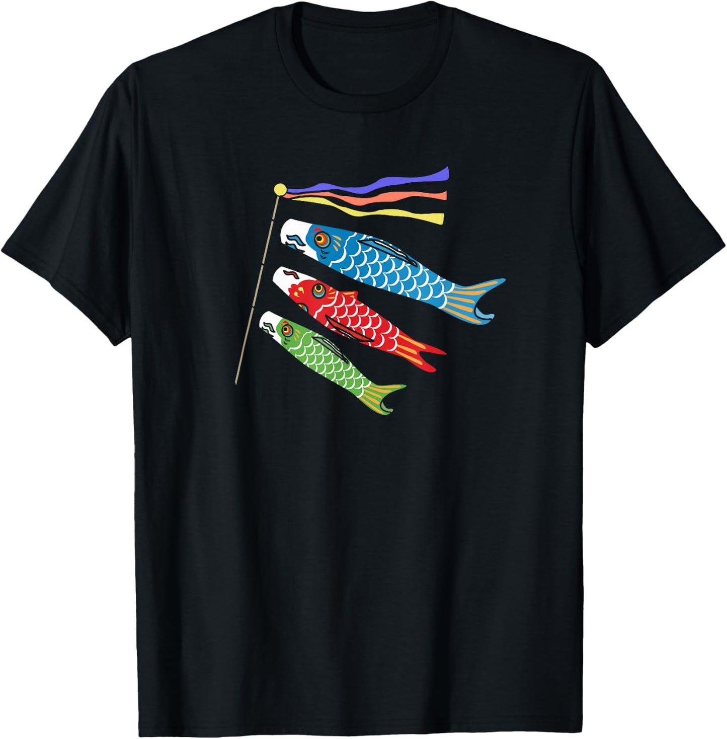 Japanese Carp Koi Koinobori Flag Childrens Day Kodomonohi T-Shirt - T-Shirt | Black