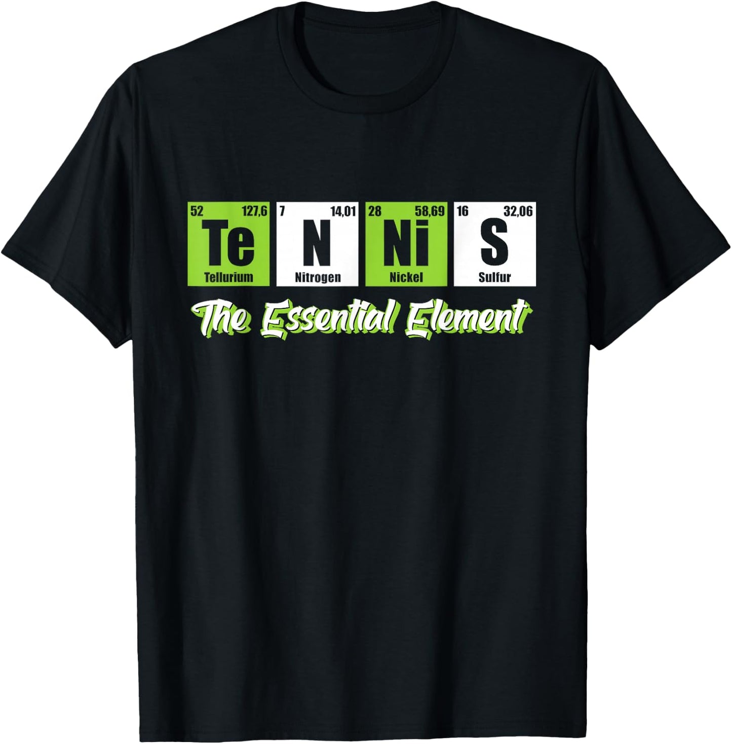 Tennis - The Essential Element | Funny Love Tennis T-Shirt - T-Shirt | Black