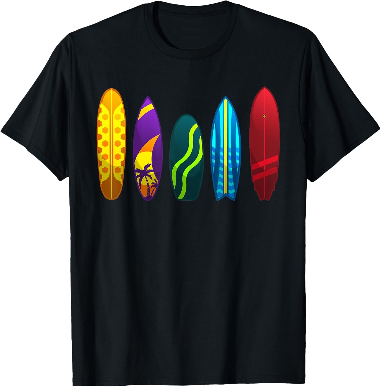 Funny Surfboard Design Women Surfing Surfboarders T-Shirt - T-Shirt | Black