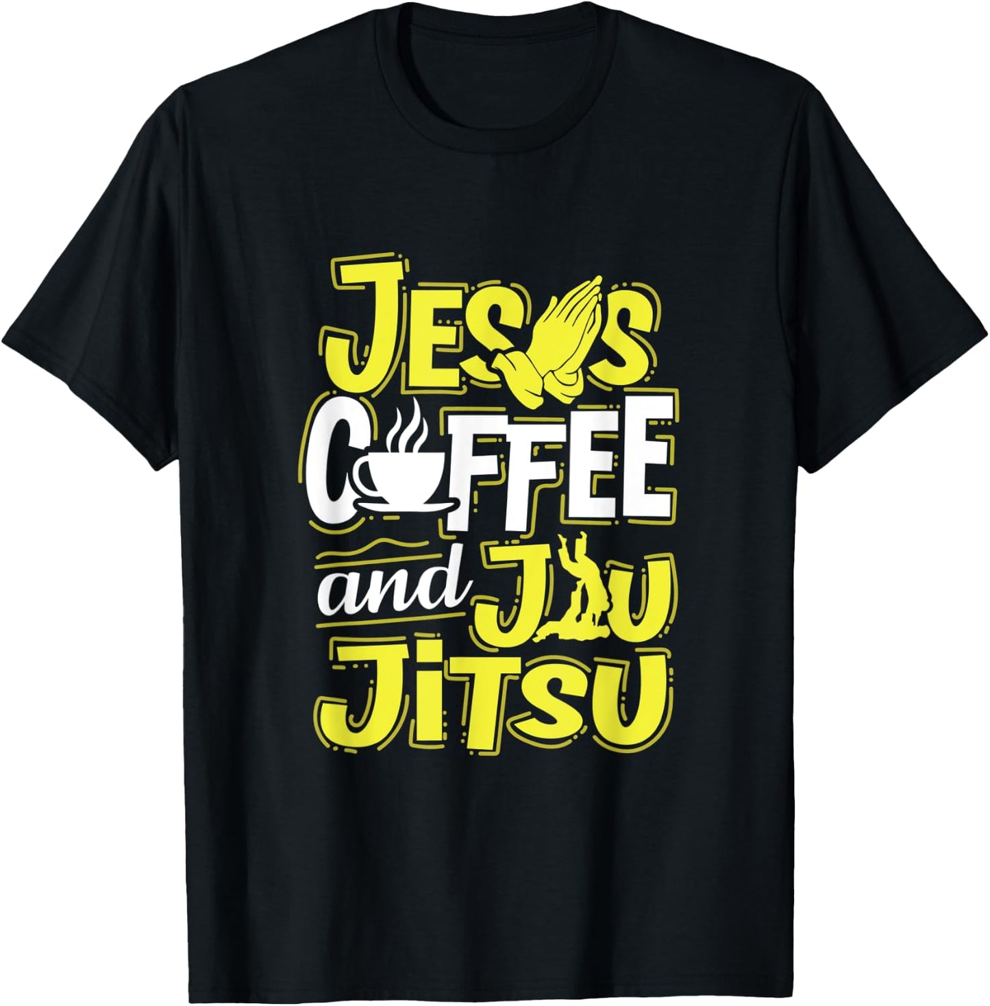Jesus Coffee And Jiu-Jitsu Artwork For A Coffee Lover T-Shirt - T-Shirt | Black