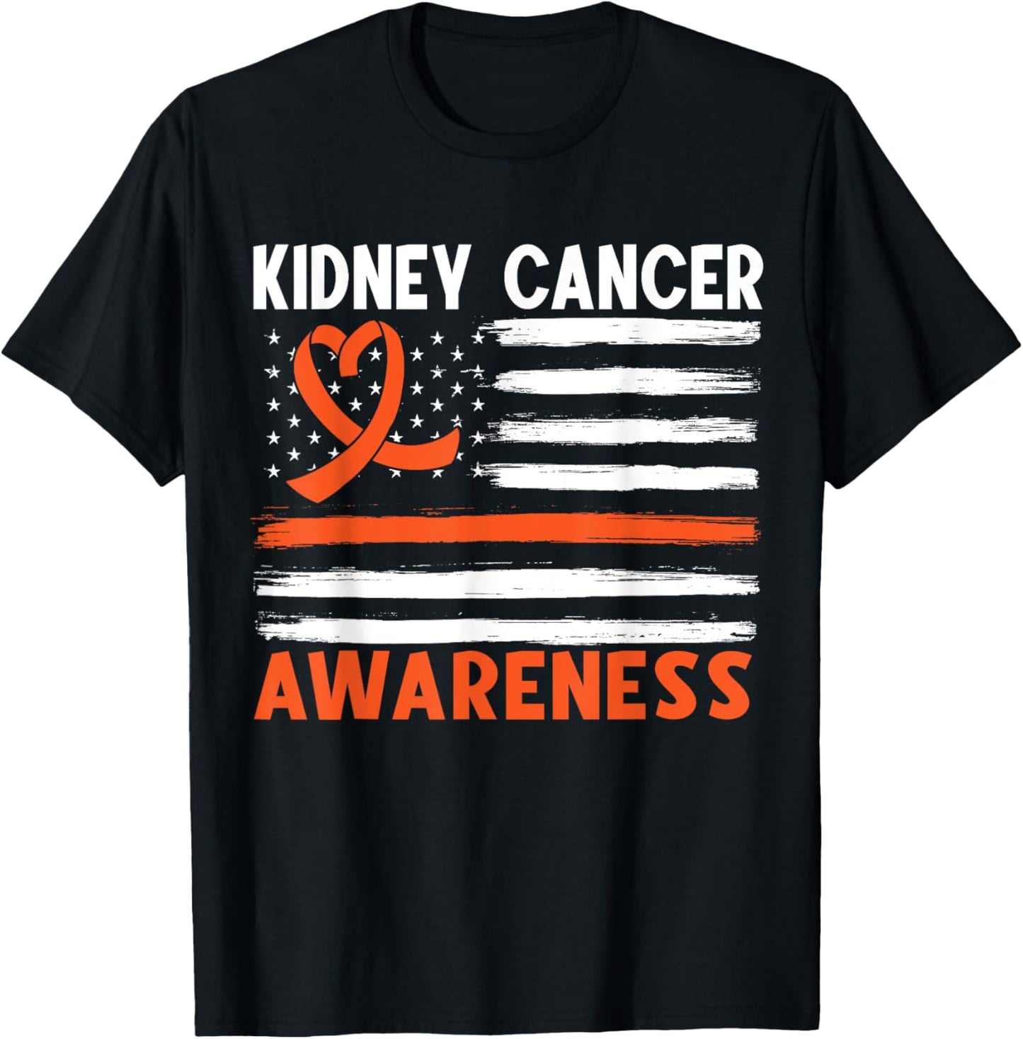 American Flag Kidney Cancer Awareness T-Shirt - T-Shirt | Black