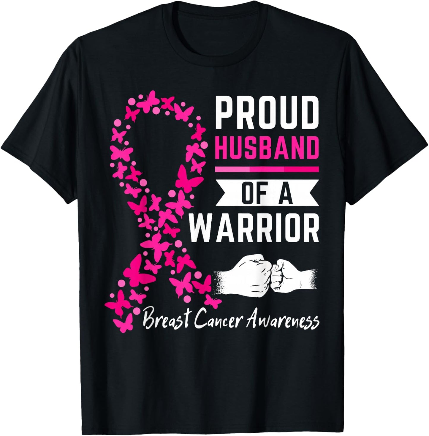 Proud husband of a warrior Wife Breast cancer awareness T-Shirt - T-Shirt | Black
