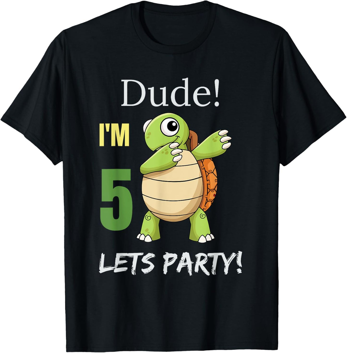 Cute kids Dude I am 5 turtle dabbing 5th birthday T-Shirt - T-Shirt | Black