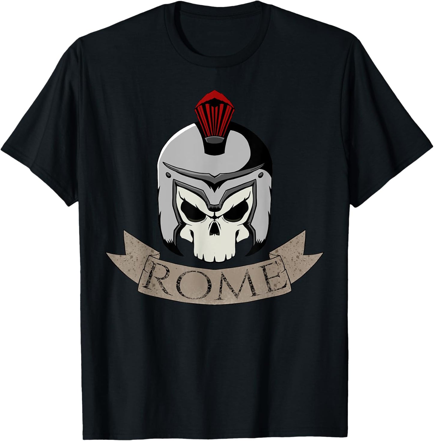 Cool Antique Rome Warrior Helmet Skeleton T Shirt Men Women T-Shirt - T-Shirt | Black