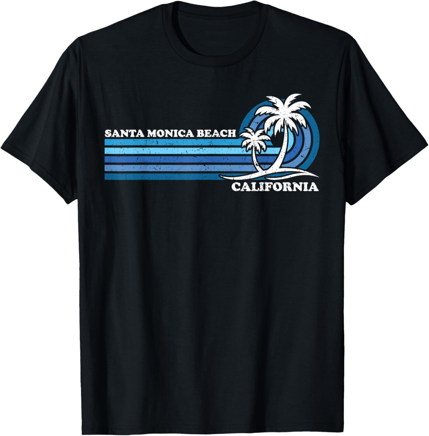 Retro Vintage Family Vacation California Santa Monica Beach T-Shirt - T-Shirt | Black