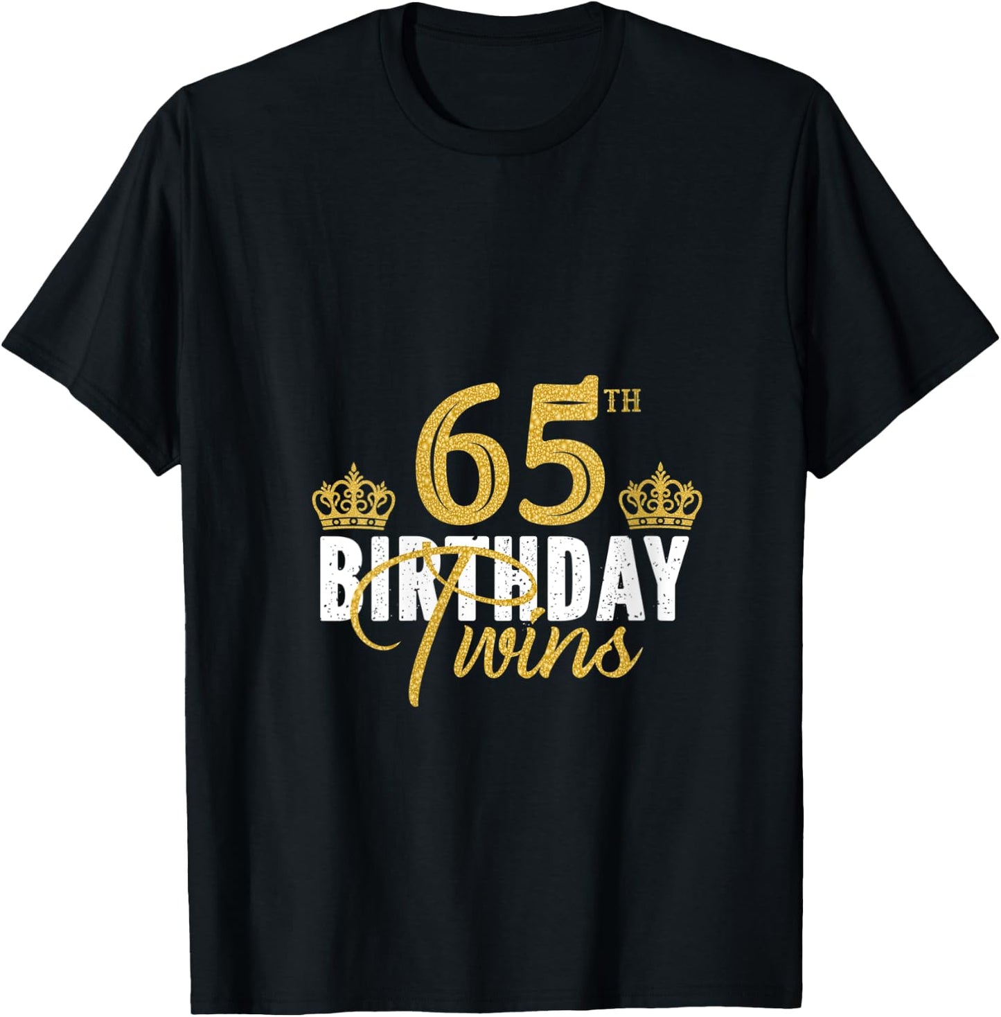 65th Birthday Twins 65 Years Old Twin Brother And Sister V-Neck T-Shirt - T-Shirt | Black
