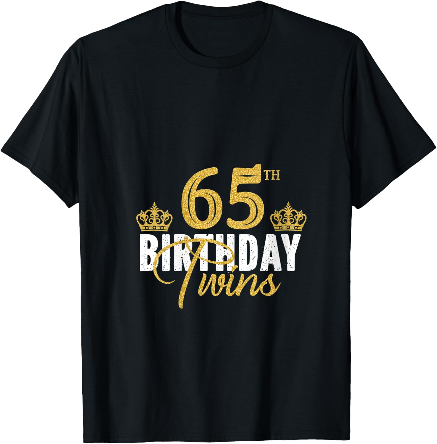 65th Birthday Twins 65 Years Old Twin Brother And Sister V-Neck T-Shirt - T-Shirt | Black