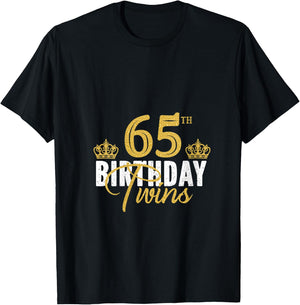 65th Birthday Twins 65 Years Old Twin Brother And Sister V-Neck T-Shirt - T-Shirt | Black