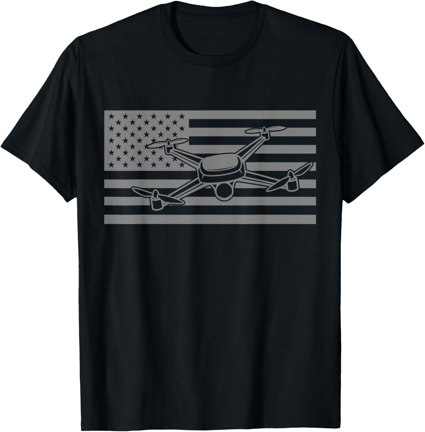 Drone Pilot American Flag Apparel - Drone Operator T-Shirt - T-Shirt | Black