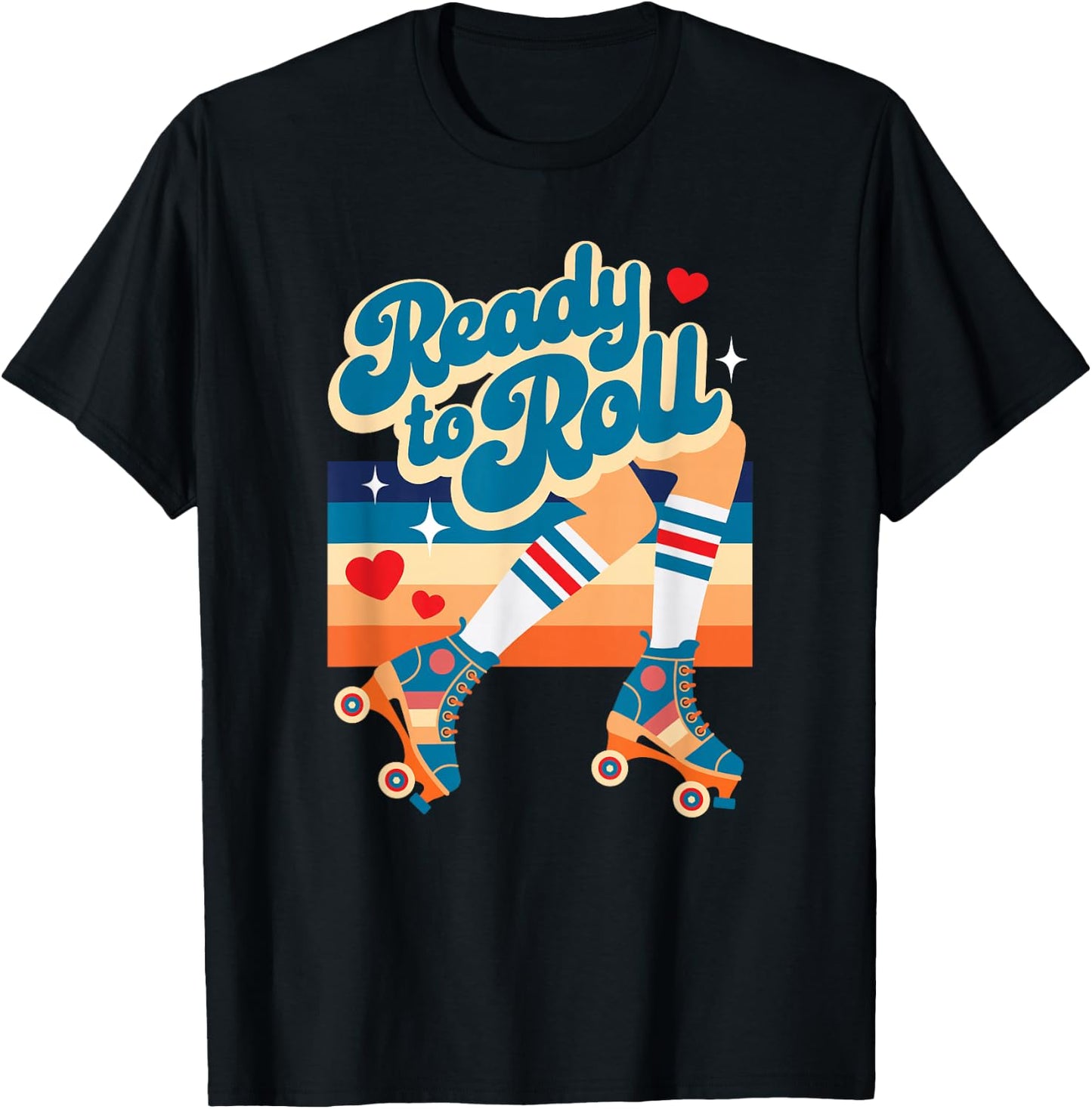Retro Vintage Ready To Roll Roller Skate Design T-Shirt - T-Shirt | Black