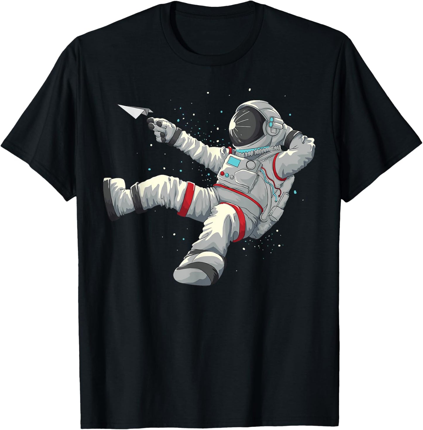 Cool Relaxing Astronaut | Funny Spaceman Paper Airplane Gift T-Shirt - T-Shirt | Black