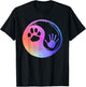 Dog Cat Paw Print Hand Yin Yang Rainbow Pawprint Hand Print T-Shirt - T-Shirt | Black
