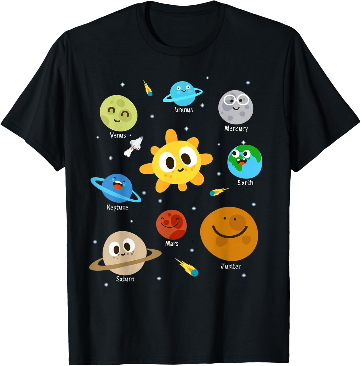 Planets of the Solar System - Cute Space Lovers T-Shirt - T-Shirt | Black