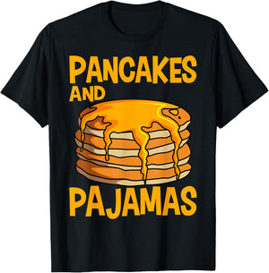 Pancakes Waffle Breakfast Pajamas Flapjack Hotcake Food T-Shirt - T-Shirt | Black