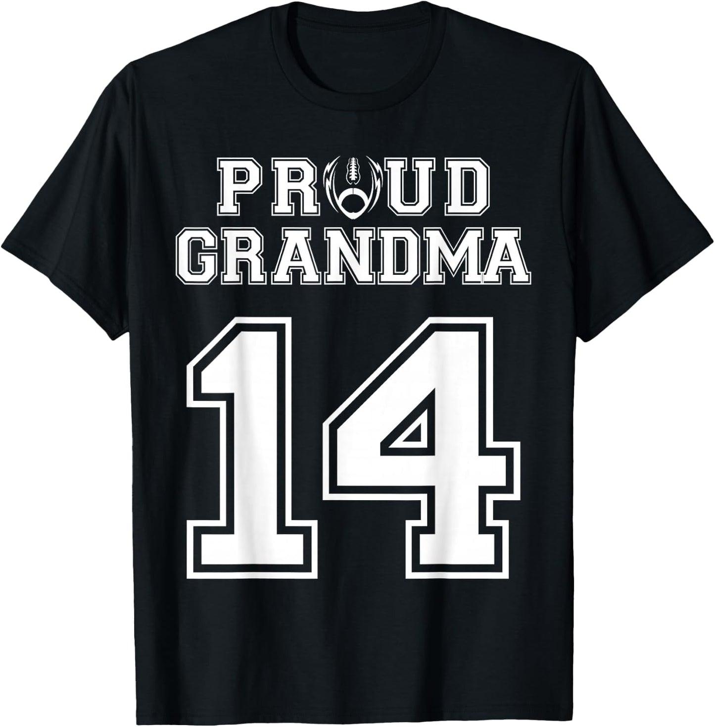 Custom Proud Football Grandma Number 14 Personalized Women T-Shirt - T-Shirt | Black