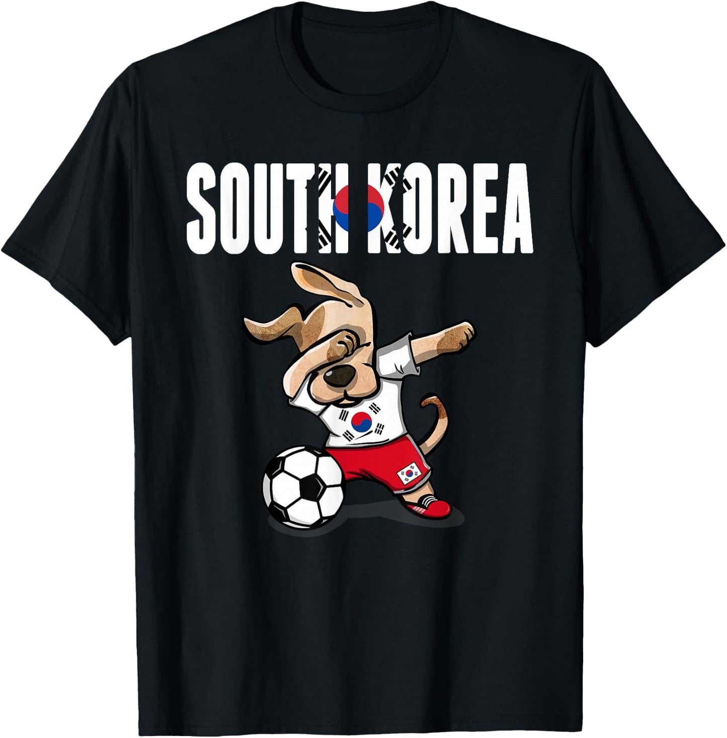 Dabbing Dog South Korea Soccer Fans Jersey Korean Football T-Shirt - T-Shirt | Black