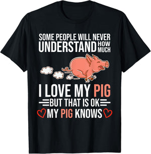 I Love My Pig Pigs Are My Spirit Animals Domestic Pig T-Shirt - T-Shirt | Black