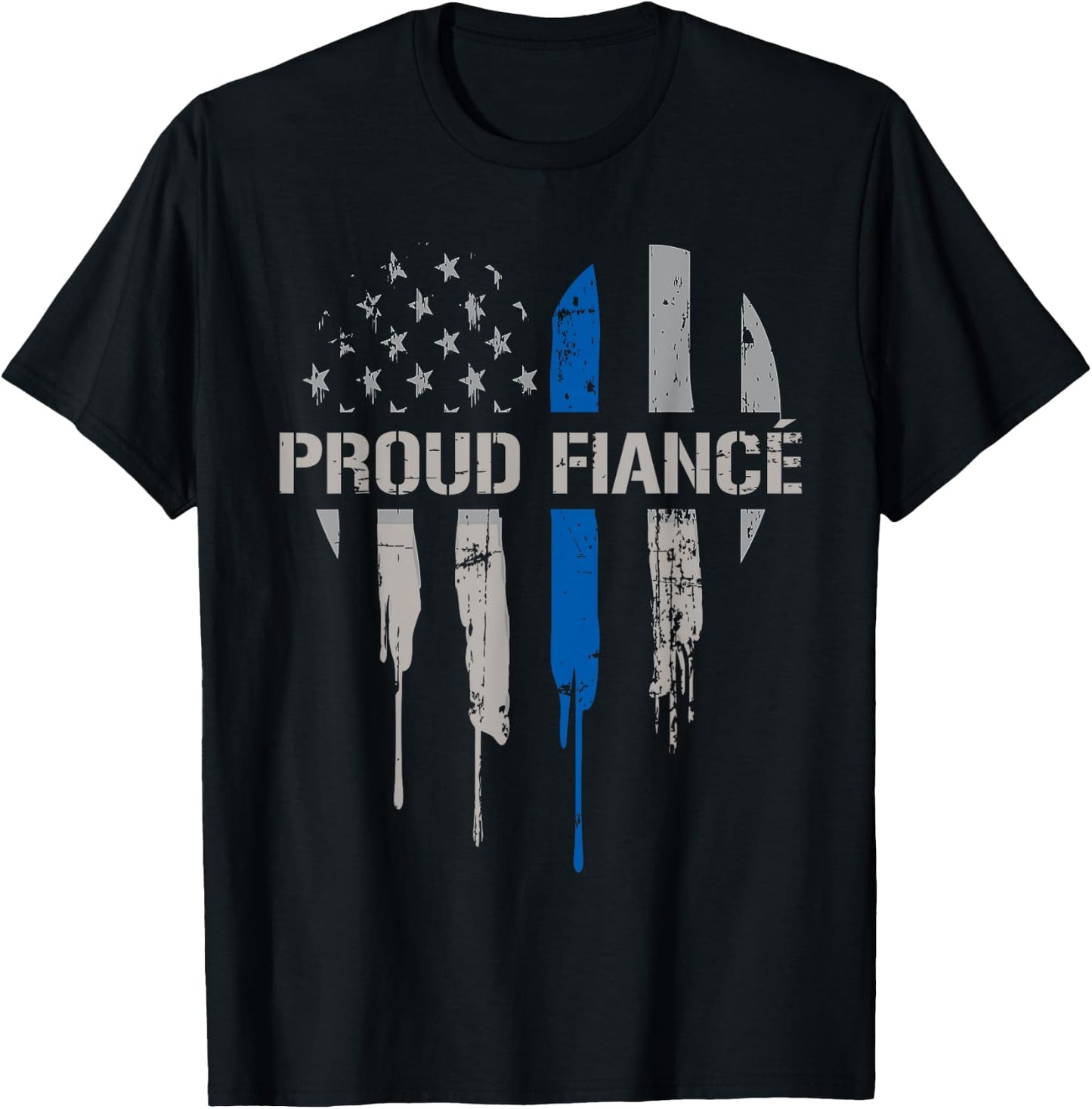 Thin Blue Line Police - Police Officer Fiance Gift T-Shirt - T-Shirt | Black