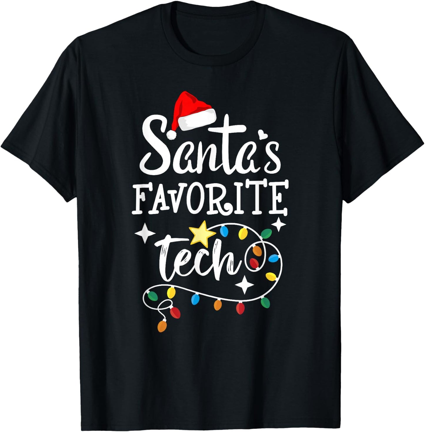 Santa's Favorite Tech - Merry Christmas Medical Technician T-Shirt - T-Shirt | Black
