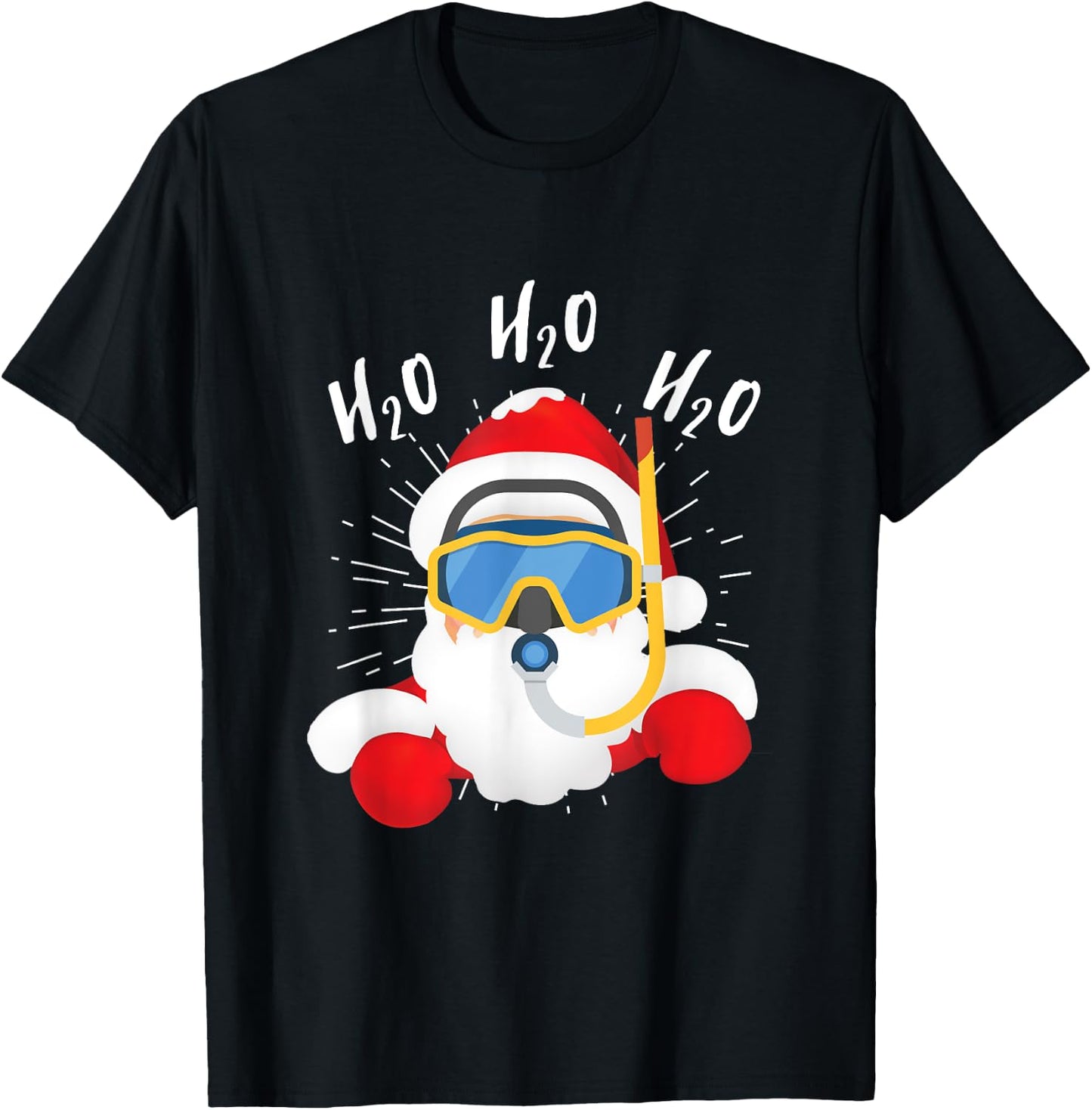H2o Santa Claus Snorkeling Diving Chistmas Season T-Shirt - T-Shirt | Black