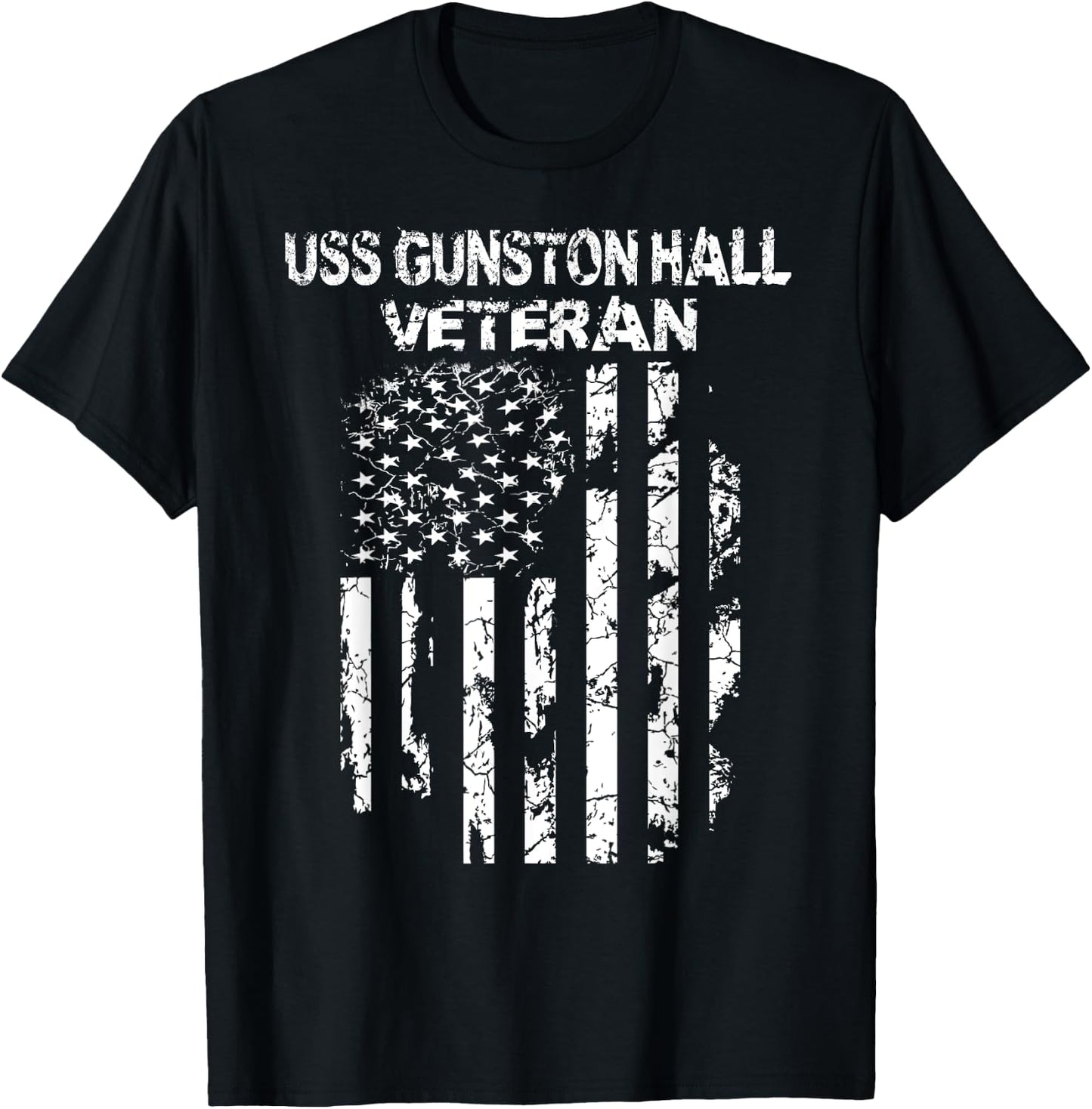 USS Gunston Hall Military Veteran Distressed USA Flag Men T-Shirt - T-Shirt | Black