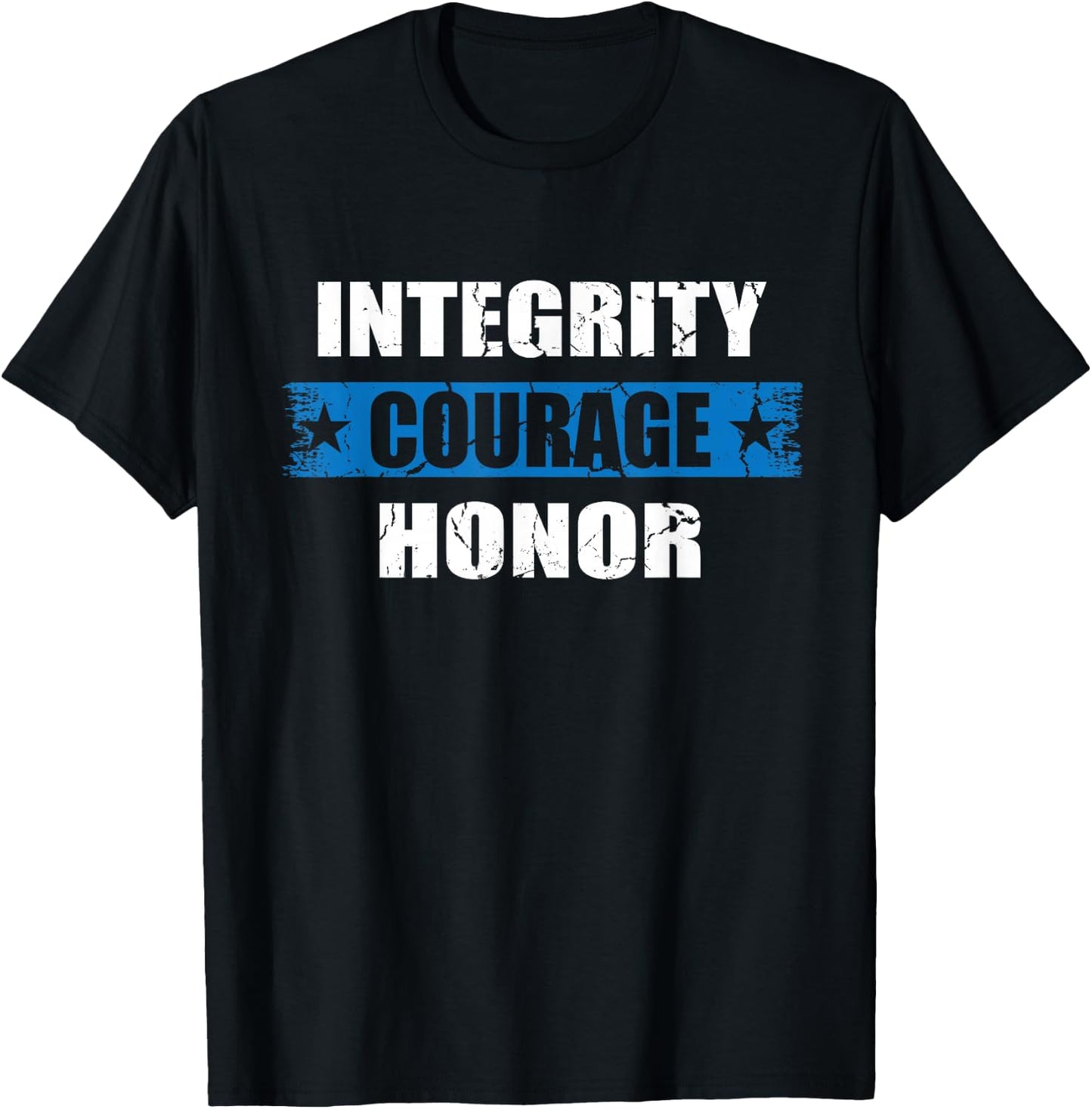 Integrity Courage Honor Patriotic American Flag USA Officer Women Men T-Shirt - T-Shirt | Black