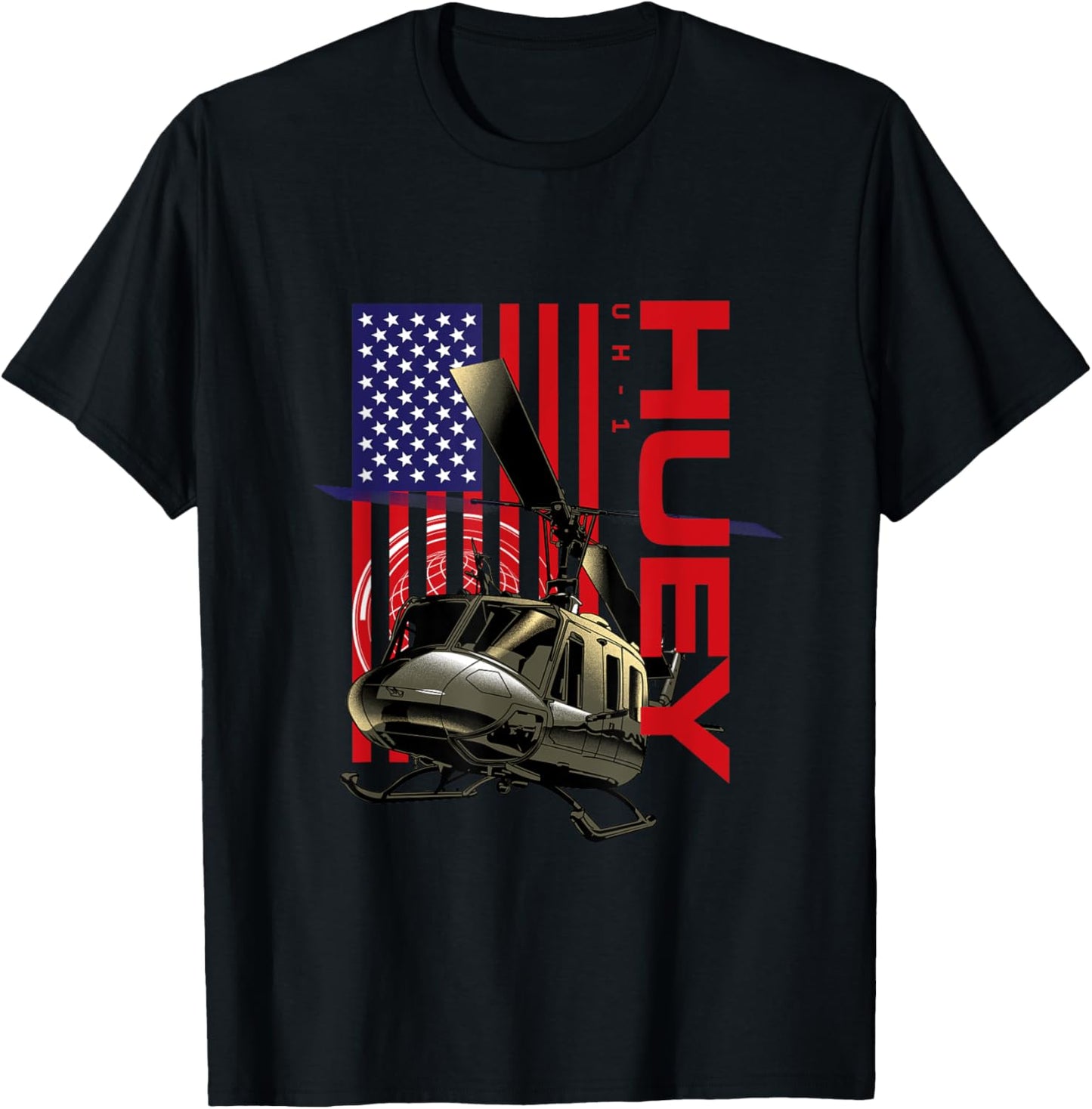 The Warbird Collection Huey Military Helicopter - Men's Black Classic Fit Short Sleeve T-Shirt - T-Shirt | Black