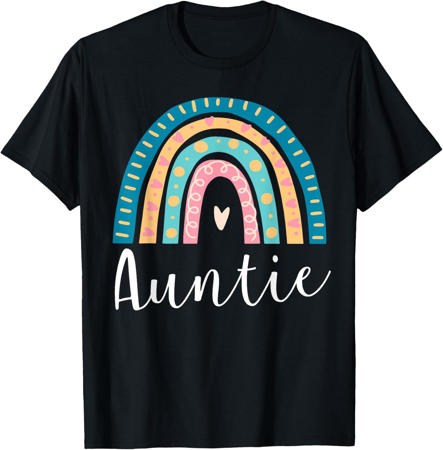 Auntie Rainbow Gifts Family Matching Birthday T-Shirt - T-Shirt | Black