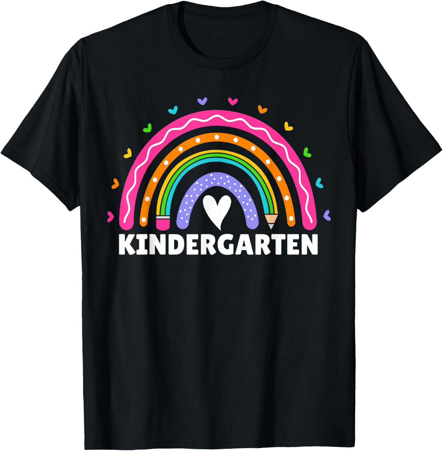 Kindergarten Rainbow For Girls Women Teacher Kinder Squad T-Shirt - T-Shirt | Black