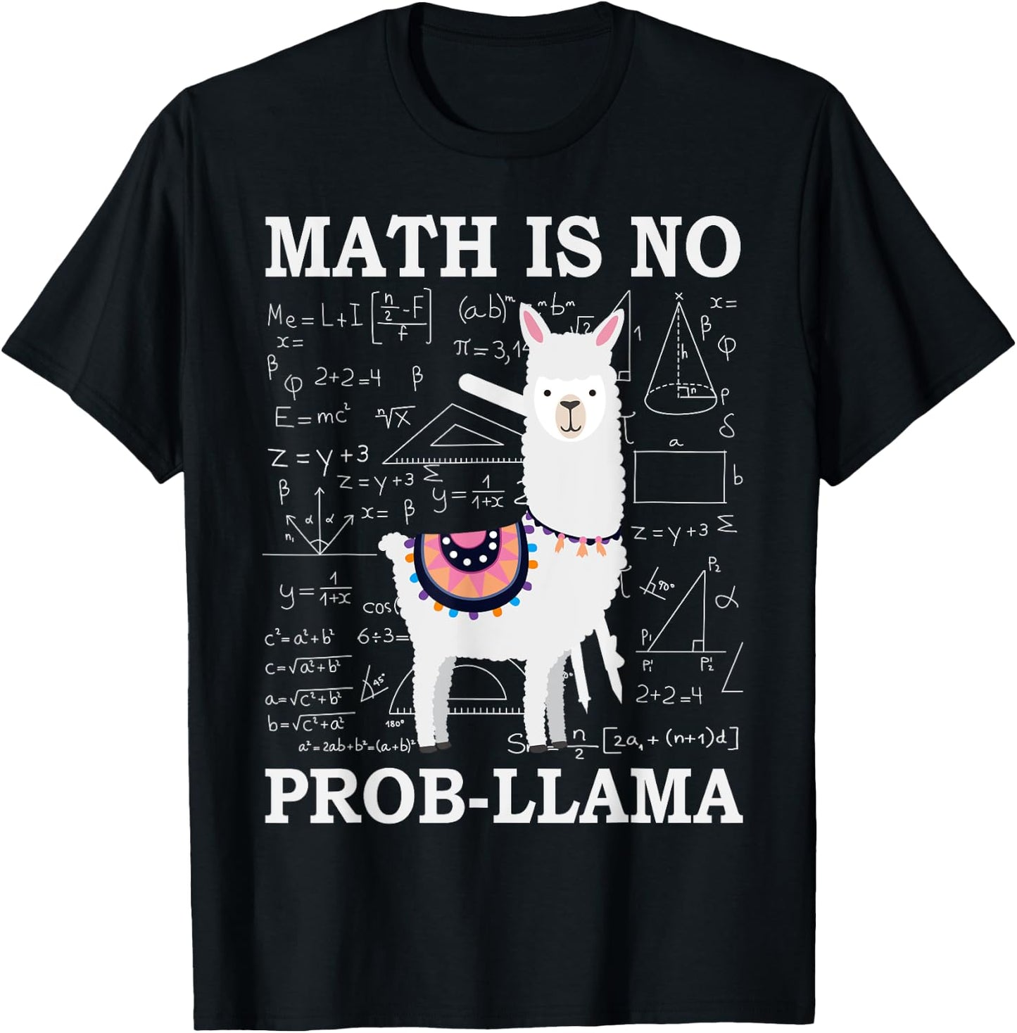 Math Is No Prob-Llama Teacher Alpaca Lover Women Girls Kids T-Shirt - T-Shirt | Black