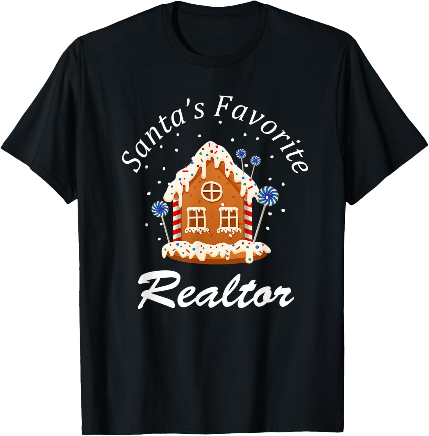 Santa’s Favorite Realtor Real Estate Agent Merry Christmas T-Shirt - T-Shirt | Black