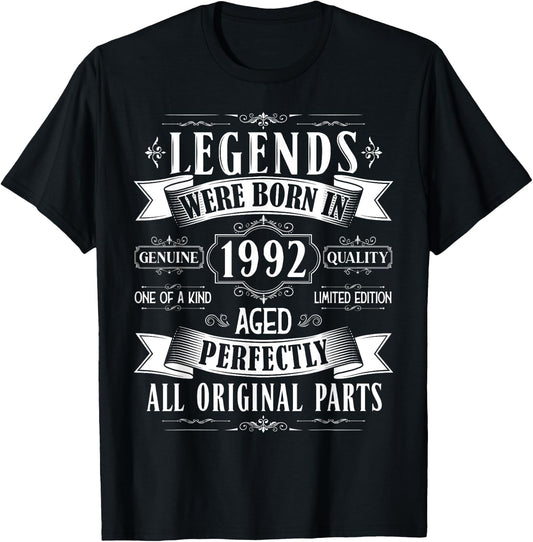 Legends Born In 1992 33rd Birthday 33 Years Old Bday Men T-Shirt - T-Shirt | Black