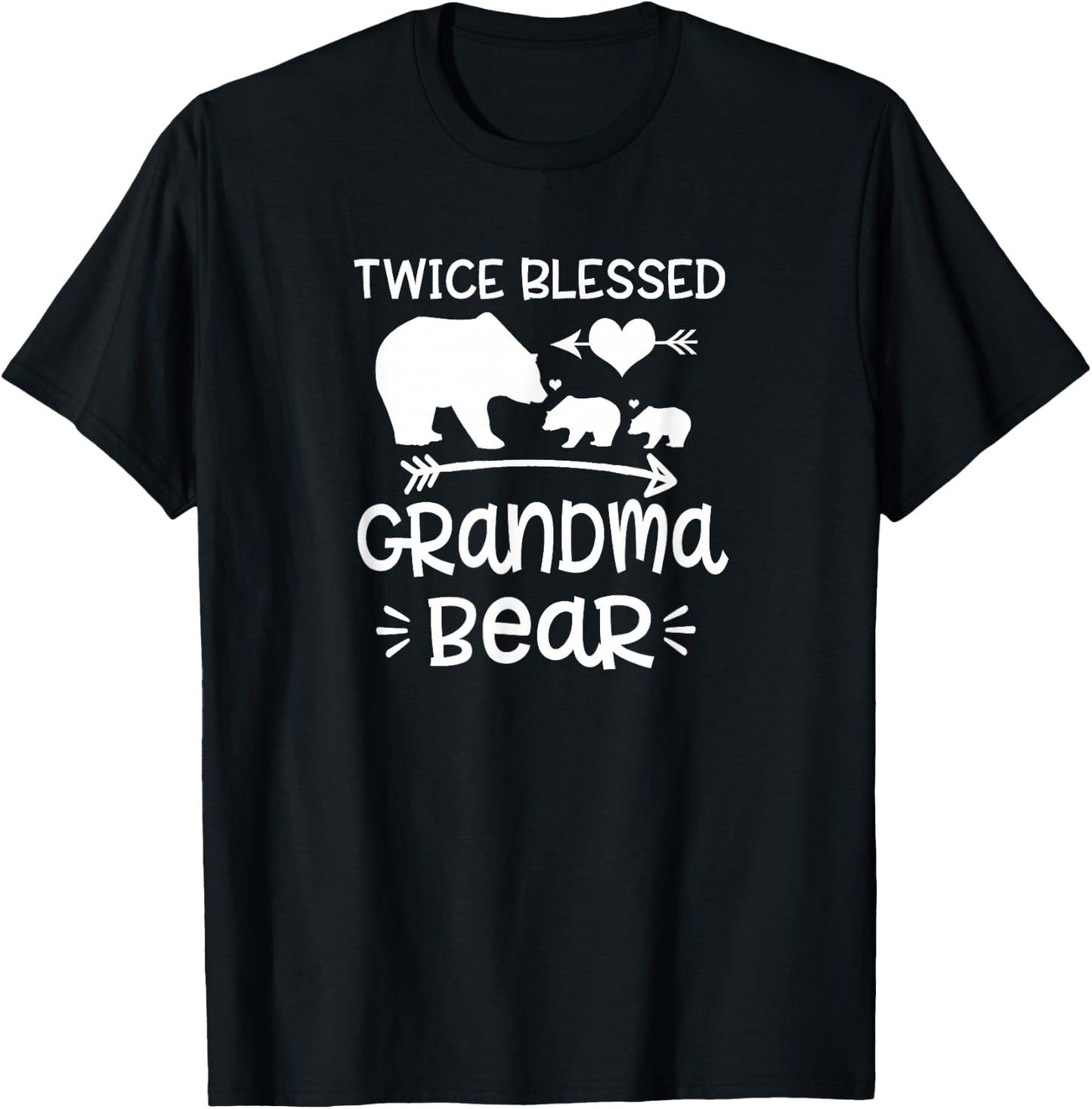 Twice Blessed Grandma Bear Shirt Grandmas With Two Grandkids T-Shirt - T-Shirt | Black