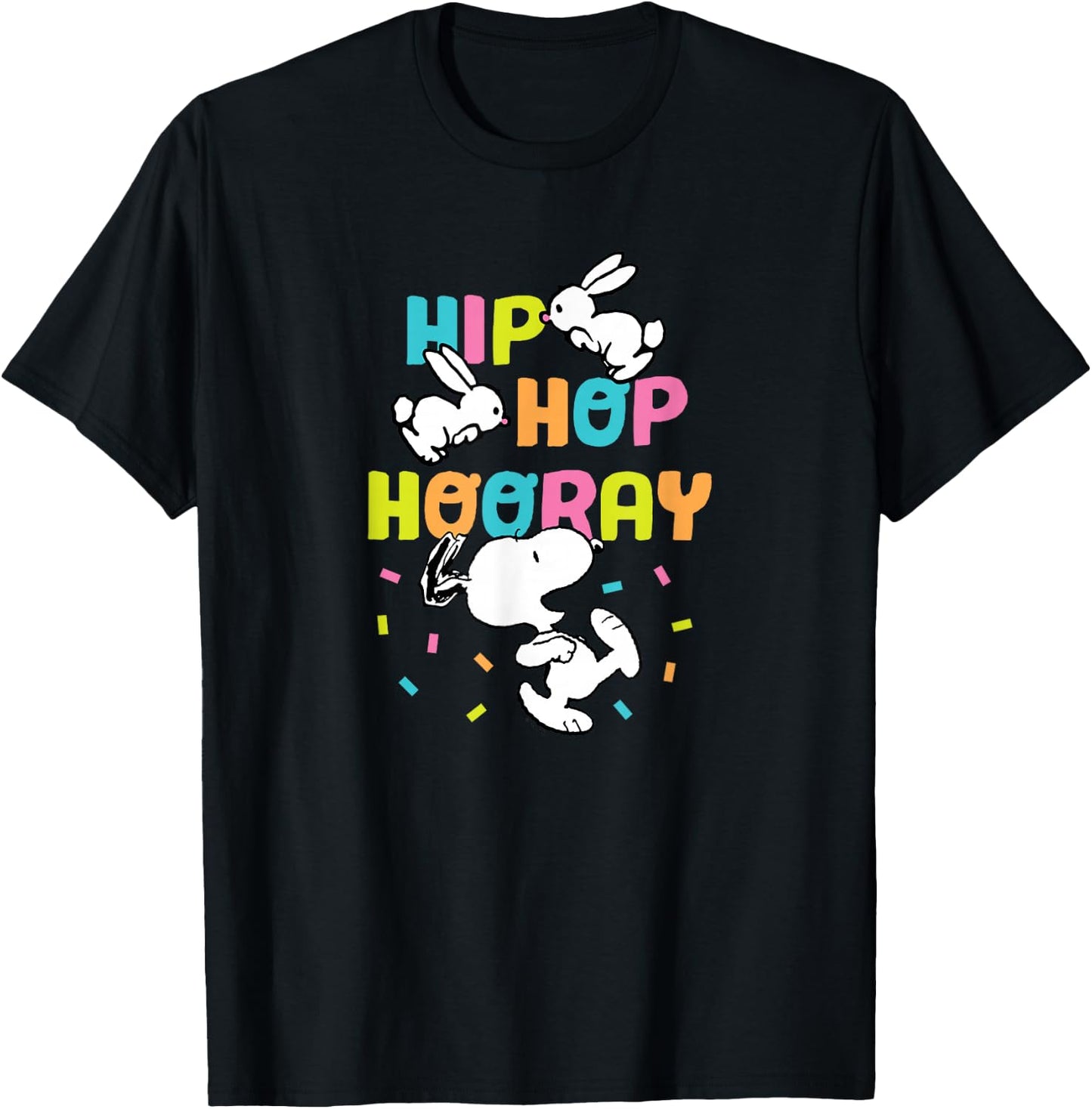 Peanuts - Easter Snoopy Rabbits Hip Hop Hooray T-Shirt - T-Shirt | Black