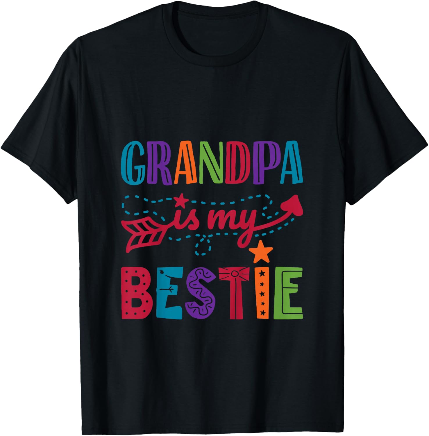 Grandpa Is My Bestie Grandparent Girl Papa Boy Toddler T-Shirt - T-Shirt | Black