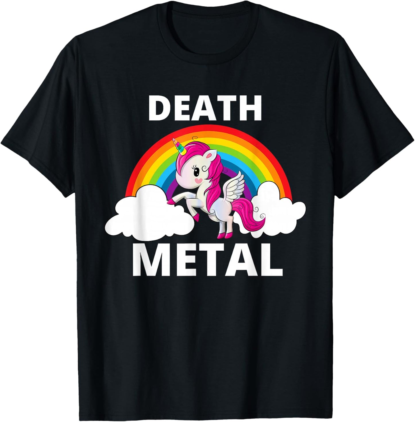 Death Metal Unicorn Rainbow Heavy Metal T-Shirt - T-Shirt | Black