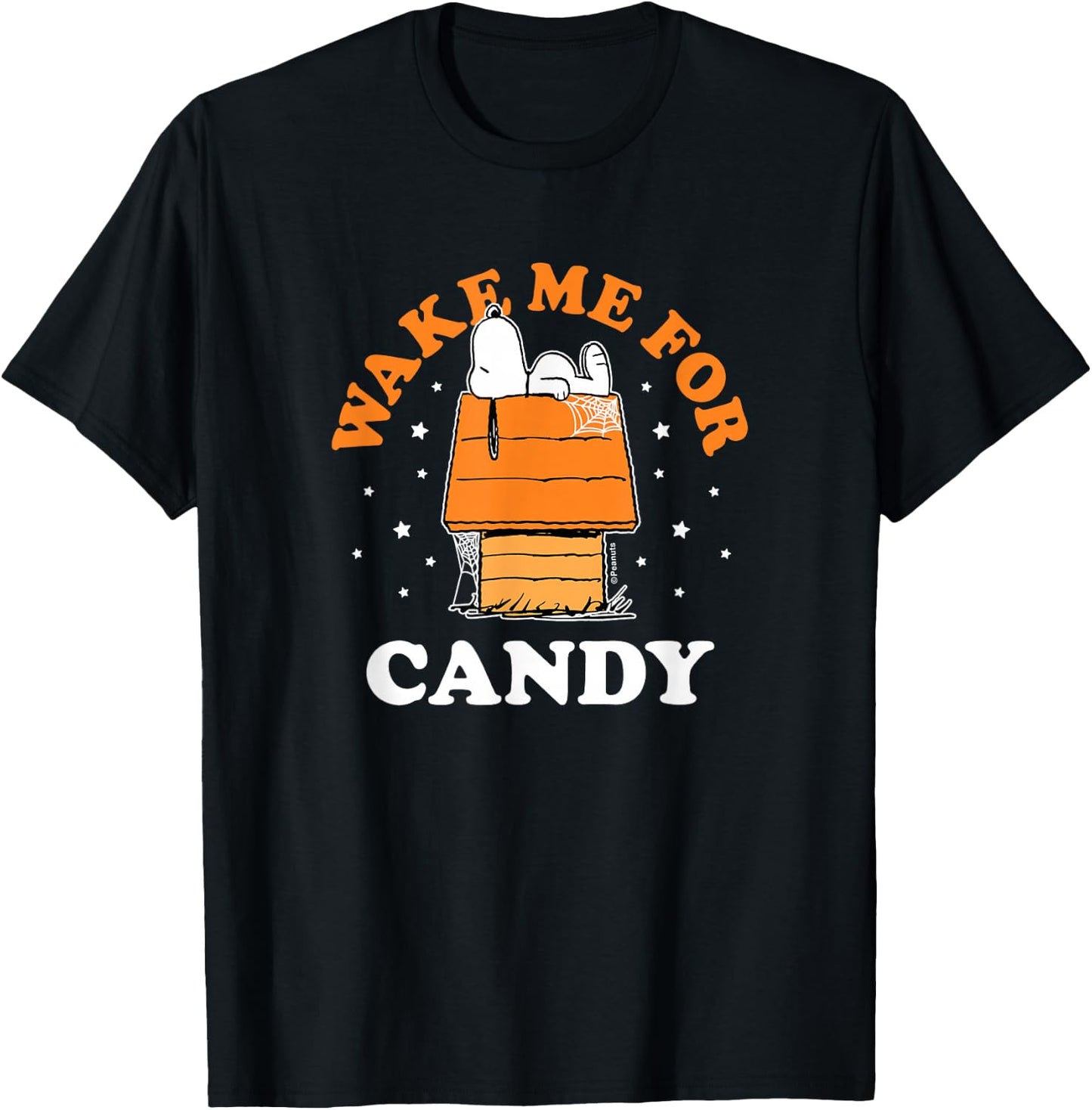 Peanuts - Snoopy Halloween House Wake Me For Candy T-Shirt - T-Shirt | Black