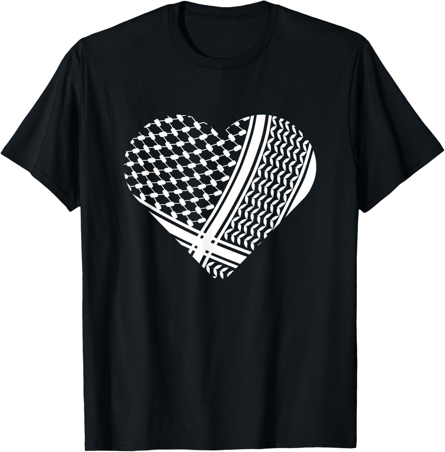 Palestine Palestinian White Hatta in Heart Shape T-Shirt - T-Shirt | Black