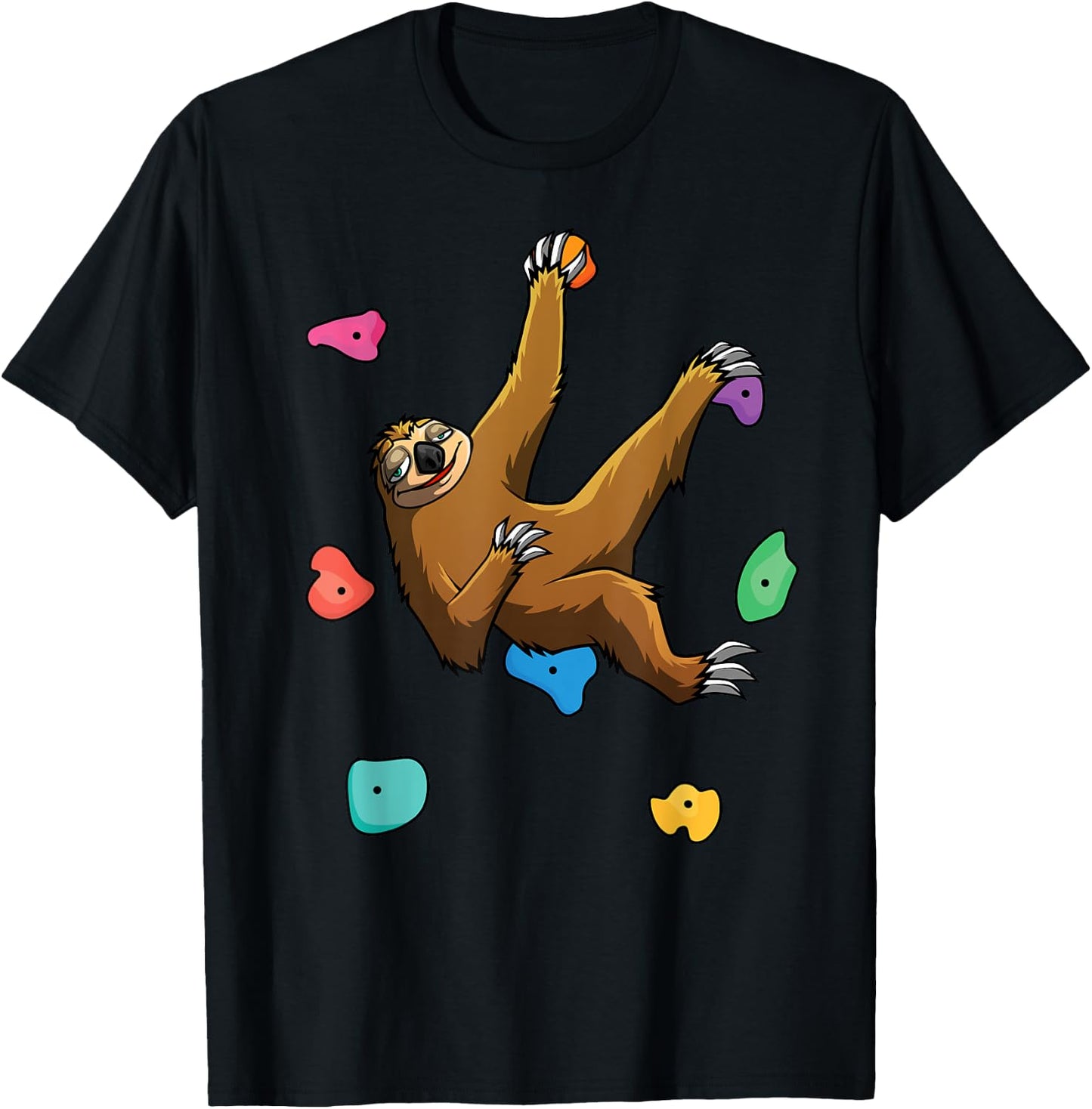 Funny Sloth Bouldering Design Men Women Kids Rock Climbers T-Shirt - T-Shirt | Black