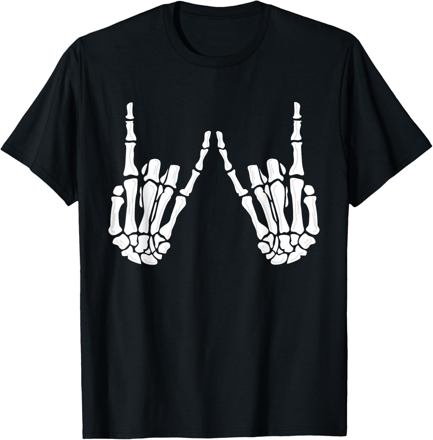Skeleton Hands Gothic Rocker Hands Halloween Rock Music T-Shirt - T-Shirt | Black