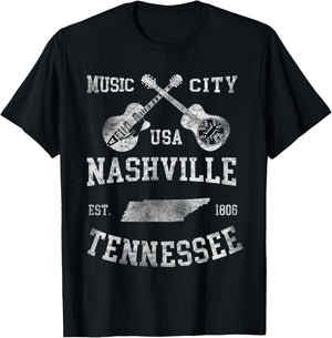 Nashville TN Tennessee COUNTRY Music Lover Travel T-Shirt - T-Shirt | Black