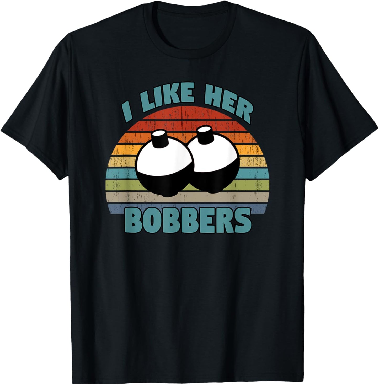 Funny Fishing Couples Gifts - Retro I Like Her Bobbers T-Shirt - T-Shirt | Black