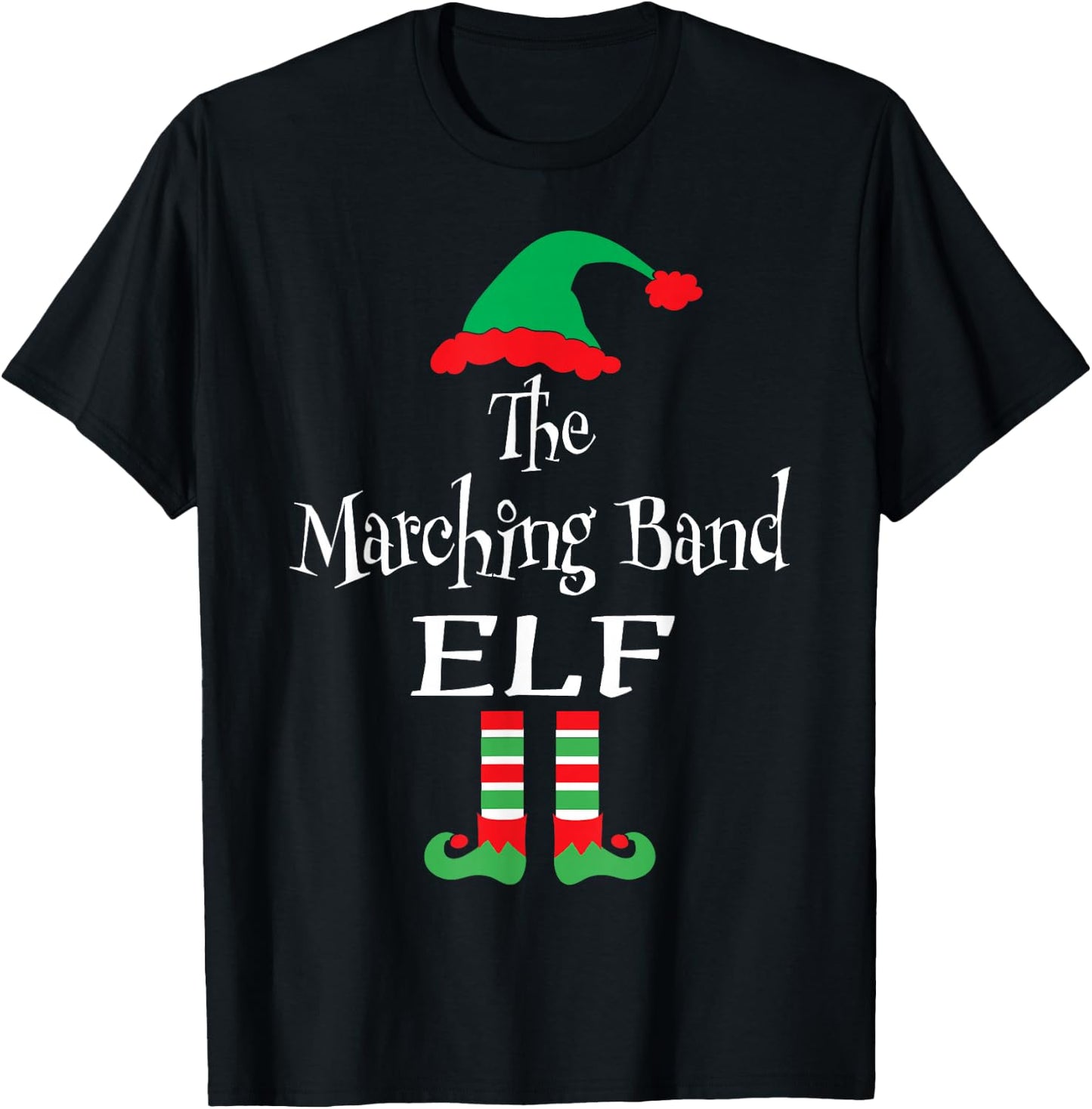 Funny Christmas The Marching Band Elf Shirt Teens Kids Gift T-Shirt - T-Shirt | Black