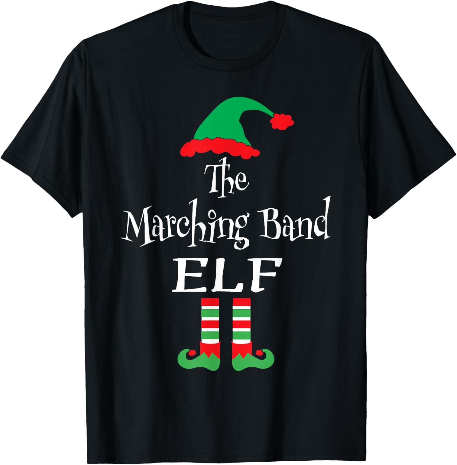 Funny Christmas The Marching Band Elf Shirt Teens Kids Gift T-Shirt - T-Shirt | Black
