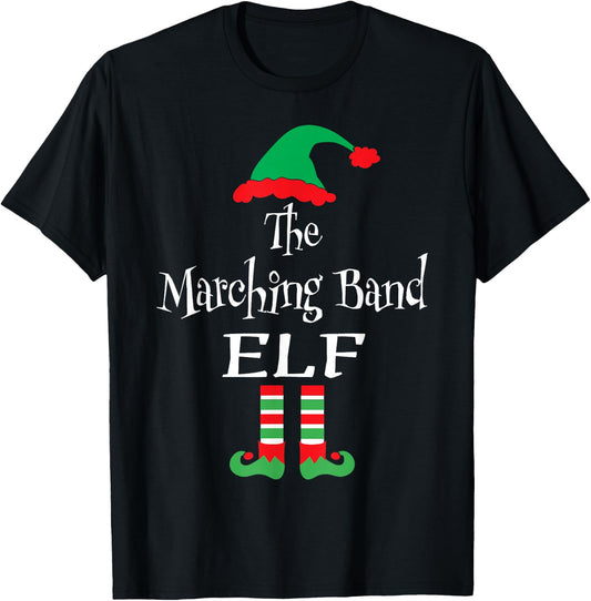 Funny Christmas The Marching Band Elf Shirt Teens Kids Gift T-Shirt - T-Shirt | Black