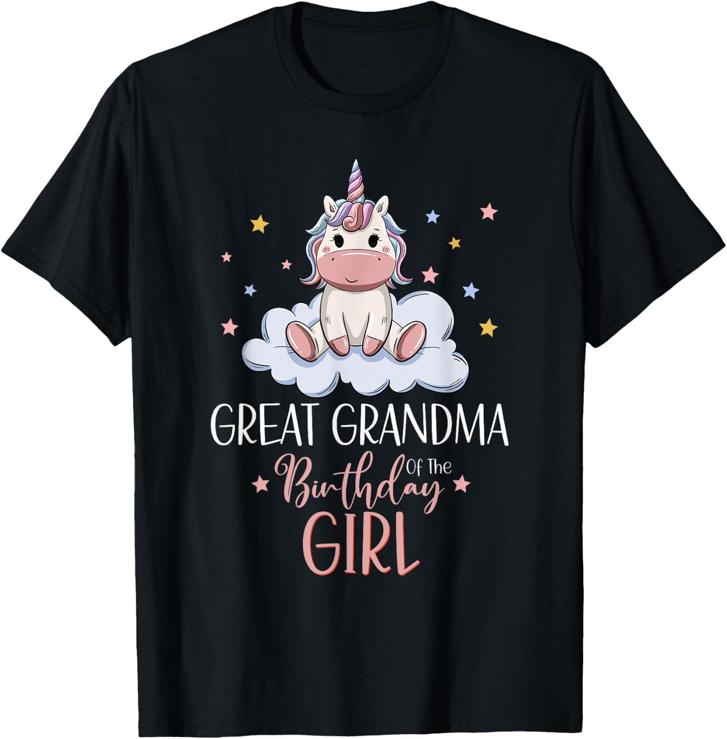 Unicorn Great Grandma Of The Birthday Girl Matching Family T-Shirt - T-Shirt | Black